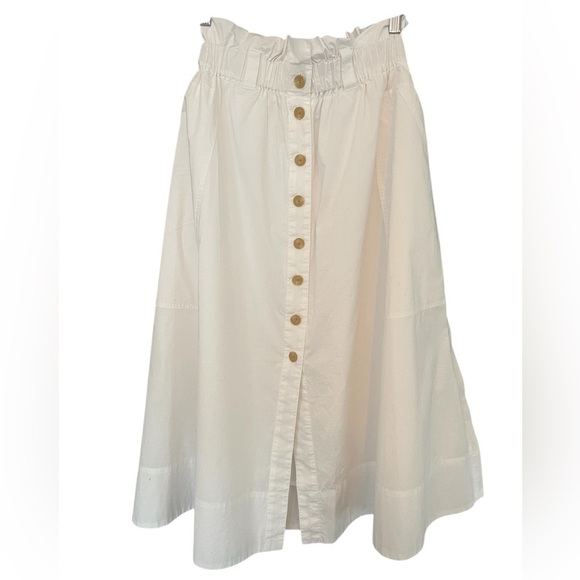 Everlane Easy Paperbag Midi Skirt White Cotton Button Front XXS - Picture 9 of 9